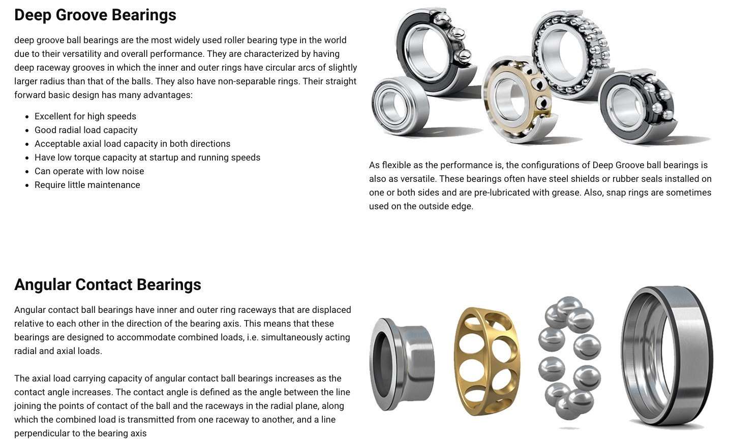 angular contact ball bearings